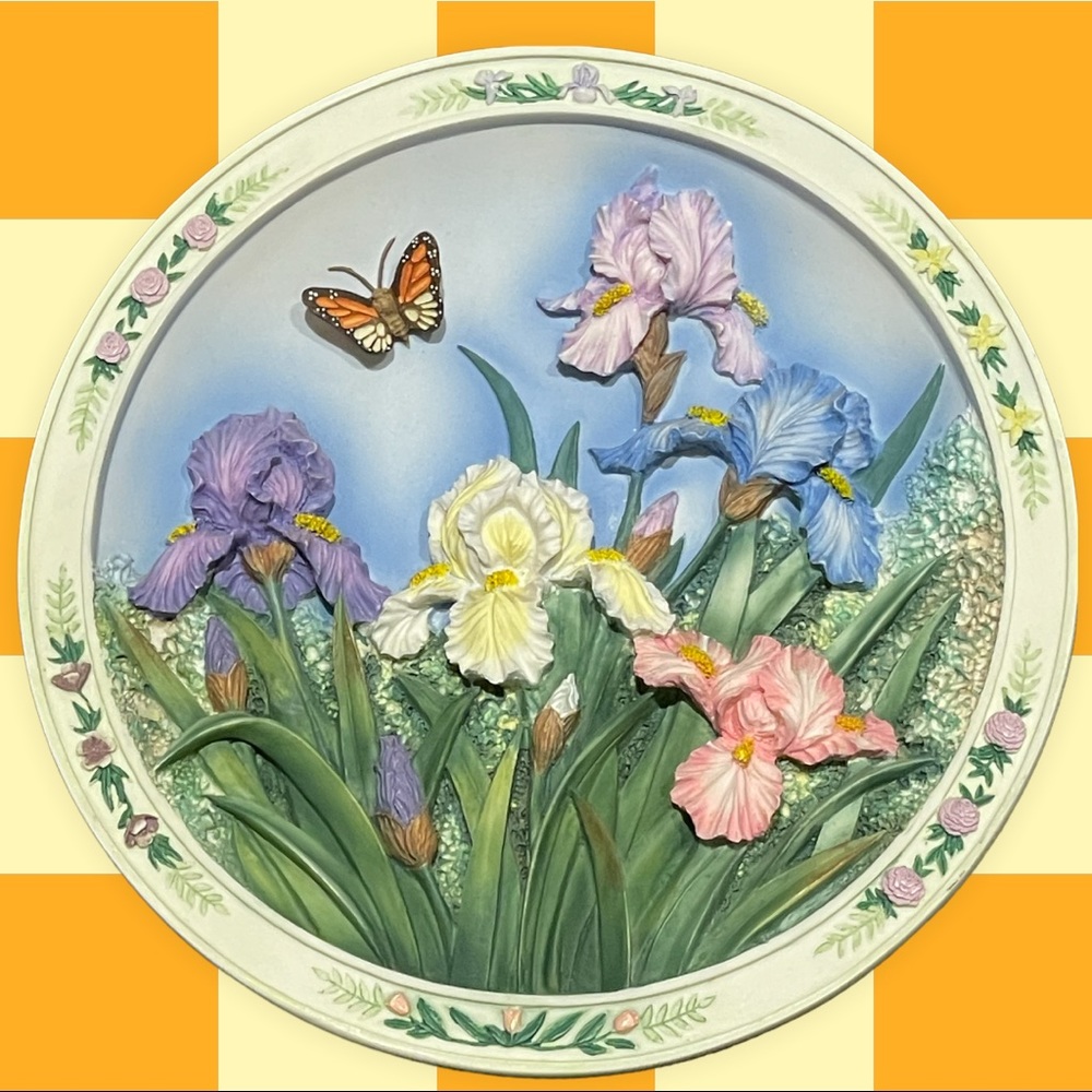 3 for $15 - 1994 Bradford Exchange “ Beautiful Garden “ 3D Ceramic Plate